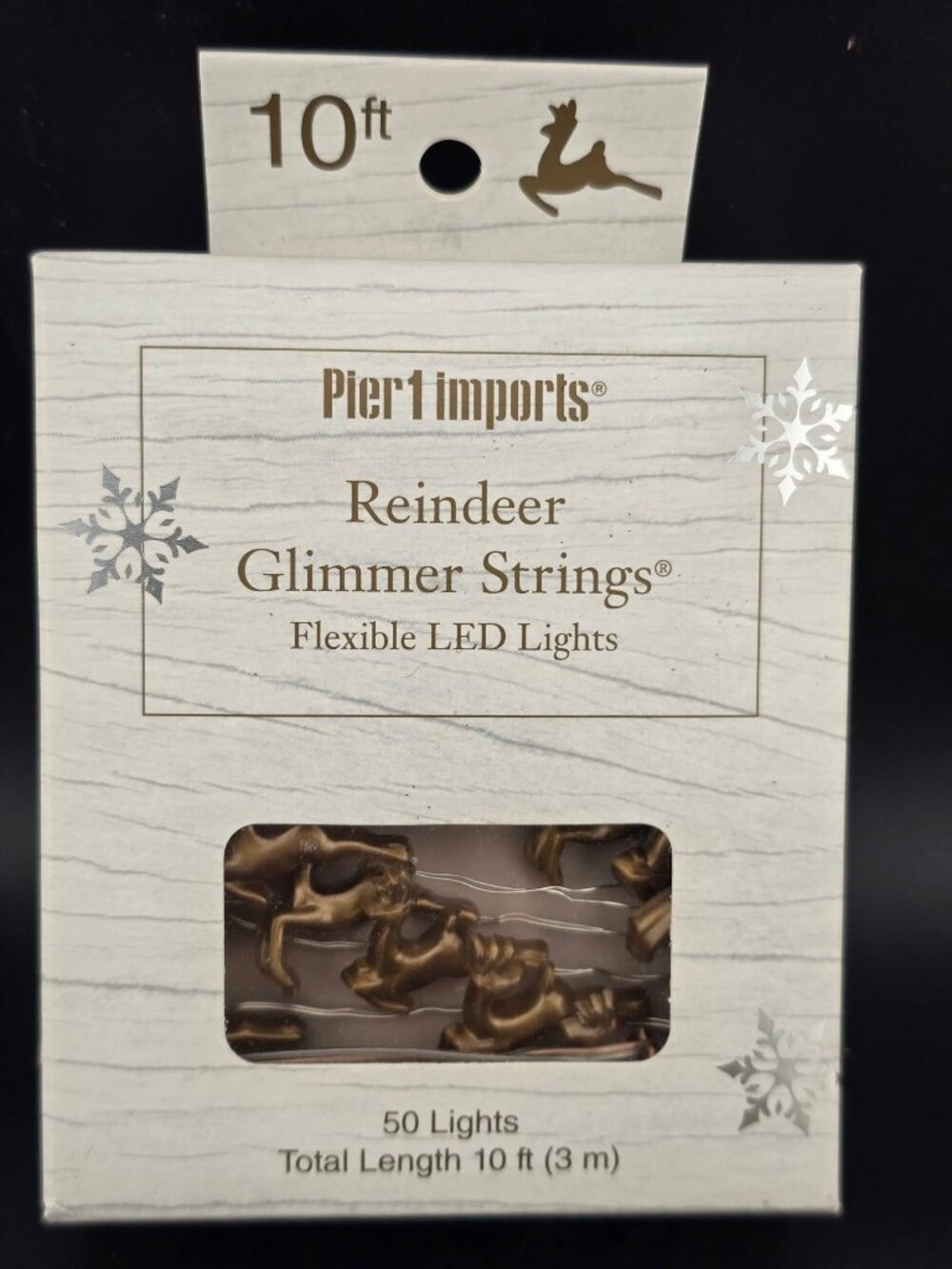 NWB Pier 1Reindeer Glimmer Strings Flexible LED Lights 10 ft 50